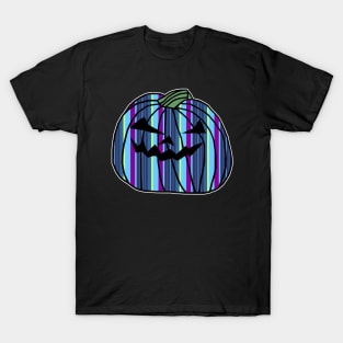 Mostly Blue Stripes Halloween Horror Pumpkin T-Shirt